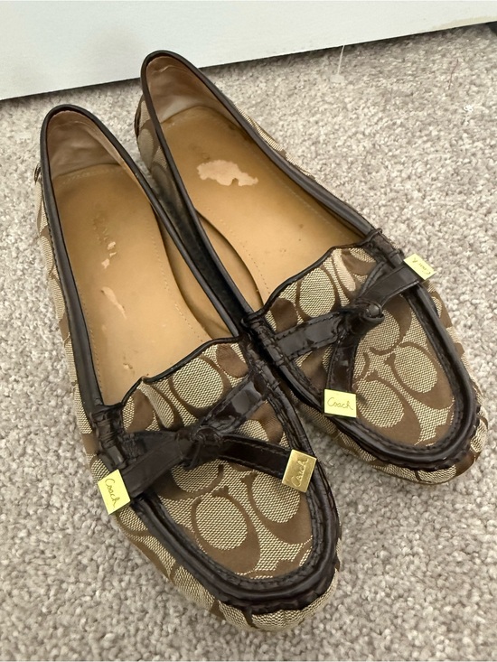Coach Shoes - Coach Brown Signature Canvas Loafers with Dark Trim